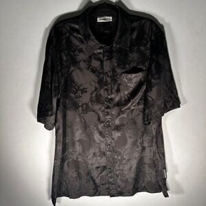 HAN KJOBENHAVN Shirt Men‎ XL Black Alien All Over Print Satin Festival EDM Club